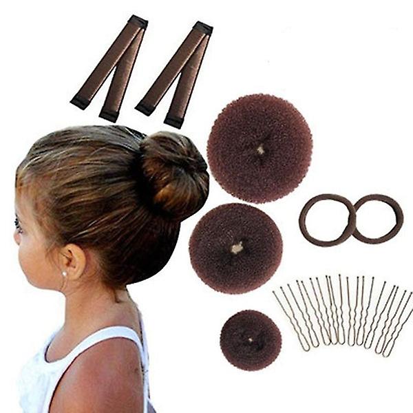 17-Piece Hair Donut Bun Maker Set with Curlers