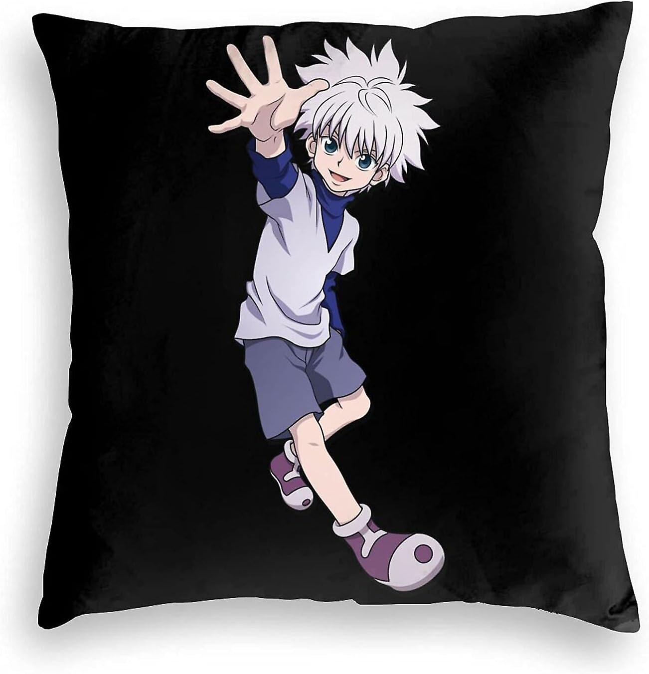 スロー枕カバーハンター×ハンターキルア枕カバーソファベッドソファソファスロークッションカバーカバーデコレーション18x18インチ-pl3045