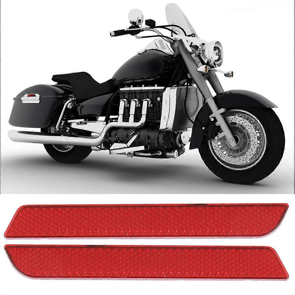 Pair of Saddlebag Reflector Latch Covers for Touring FLT FLHT FLHRC, Small Size Safety Warning in Red