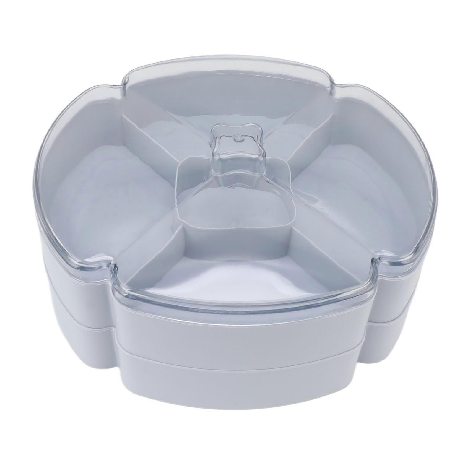 Plastic Divided Serving Tray Double Layer Divided Serving Dish Nut Platter Candy Snacks Dried Fruit Plate With Lid Blue