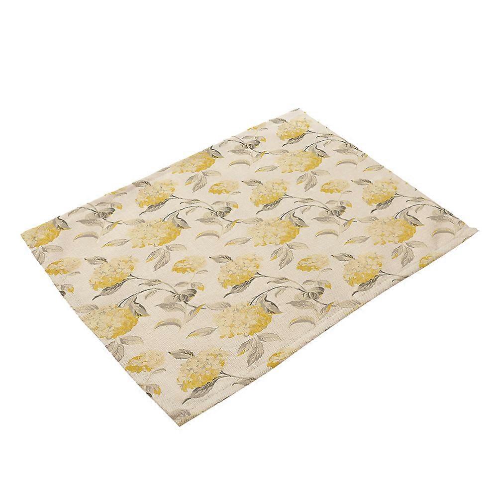 Plain Colour Floral Print Tableware Mat Cotton Linen Placemat for Dining Table Decor(MP0063-3)