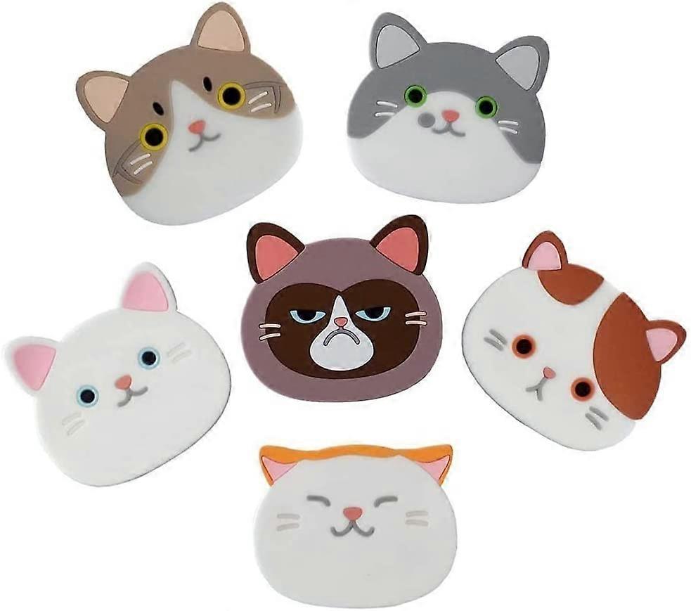 6 pieces silicone cat coasters