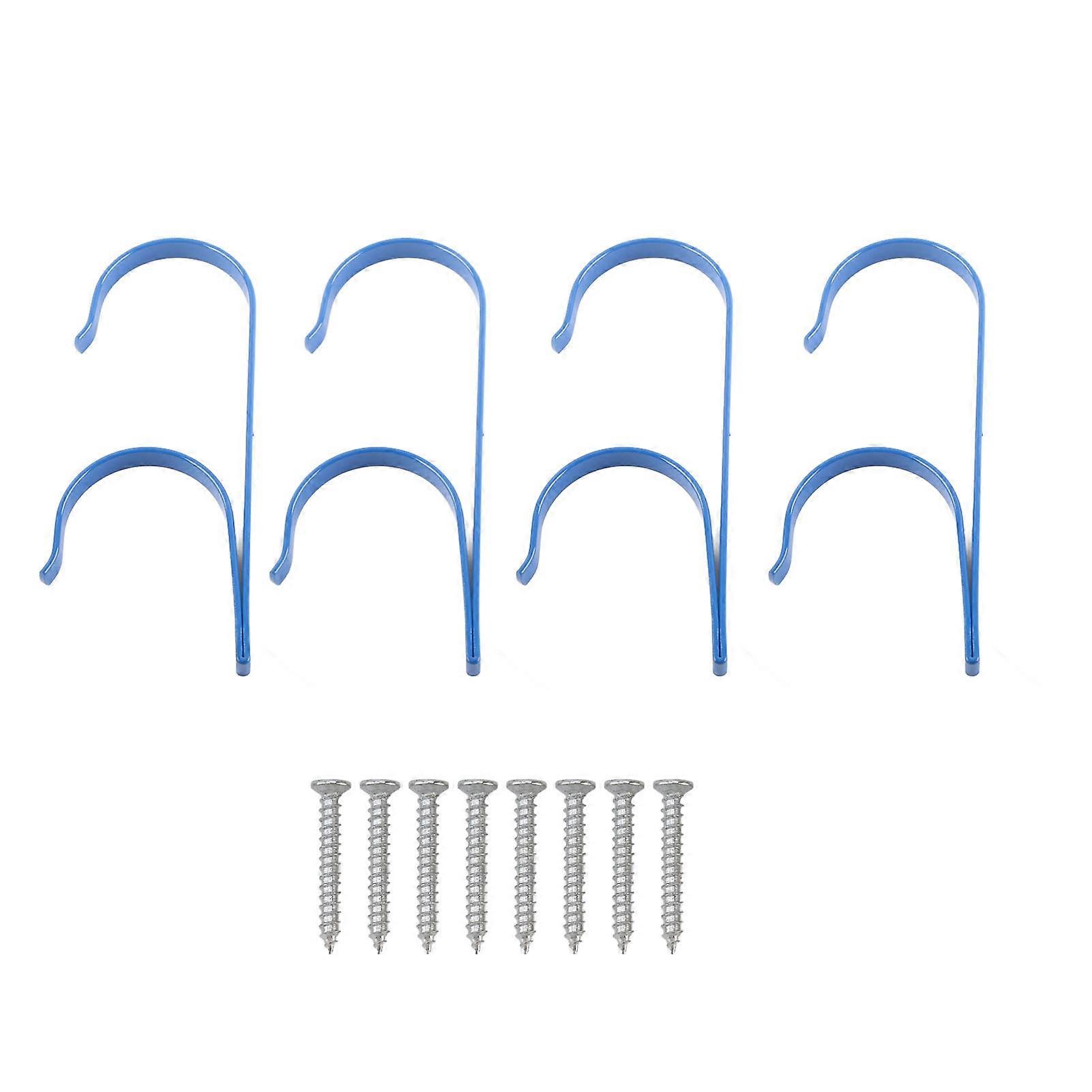 4 Sets Pool Pole Hanger Professional Aluminium Alloy Pool Holder Hook for Poles Brushes Vacuum Hoses Garden Tools Blue NO.6469