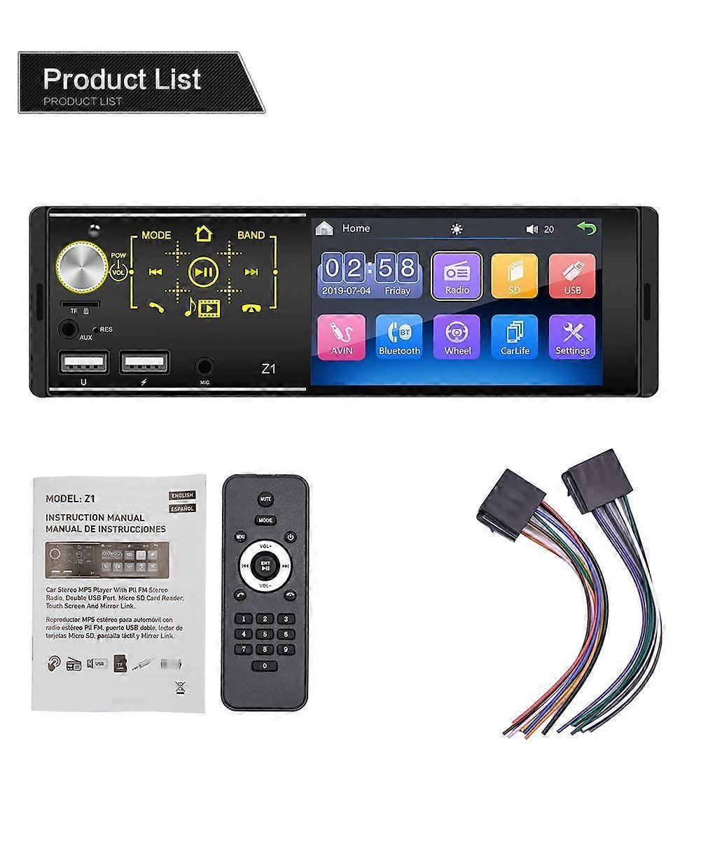 1DIN Touch Screen Dual USB Car Bluetooth MP5 Player Colorful Lights Card U Disk Radio Integrated Machine E2U772