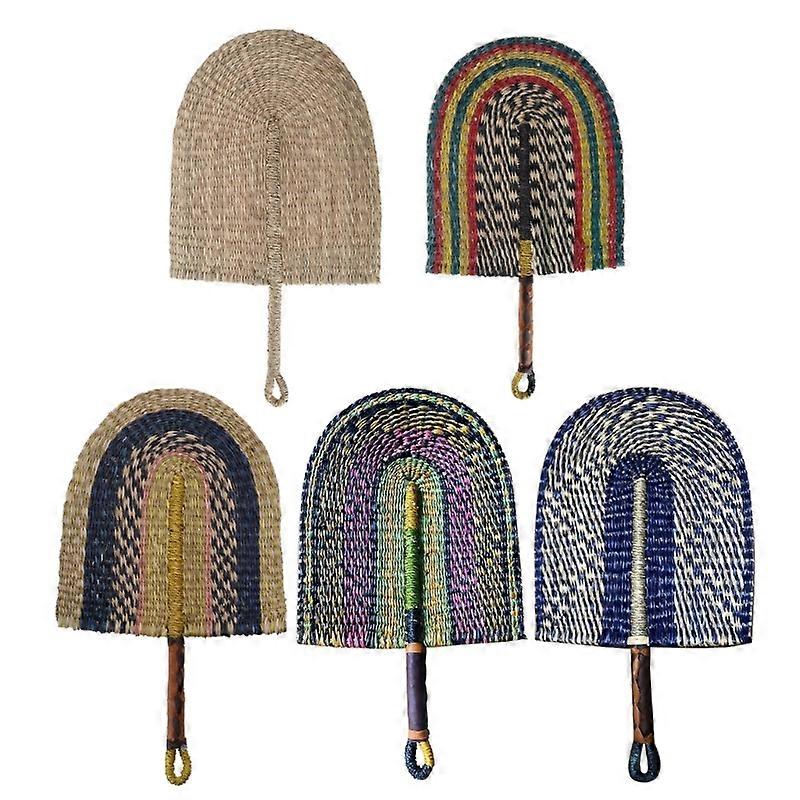 Elegant Handwoven Straw Fan Manual Paddle Fan For Wall Art Decorative Accessory Hand-woven Boho Style Handheld Fan