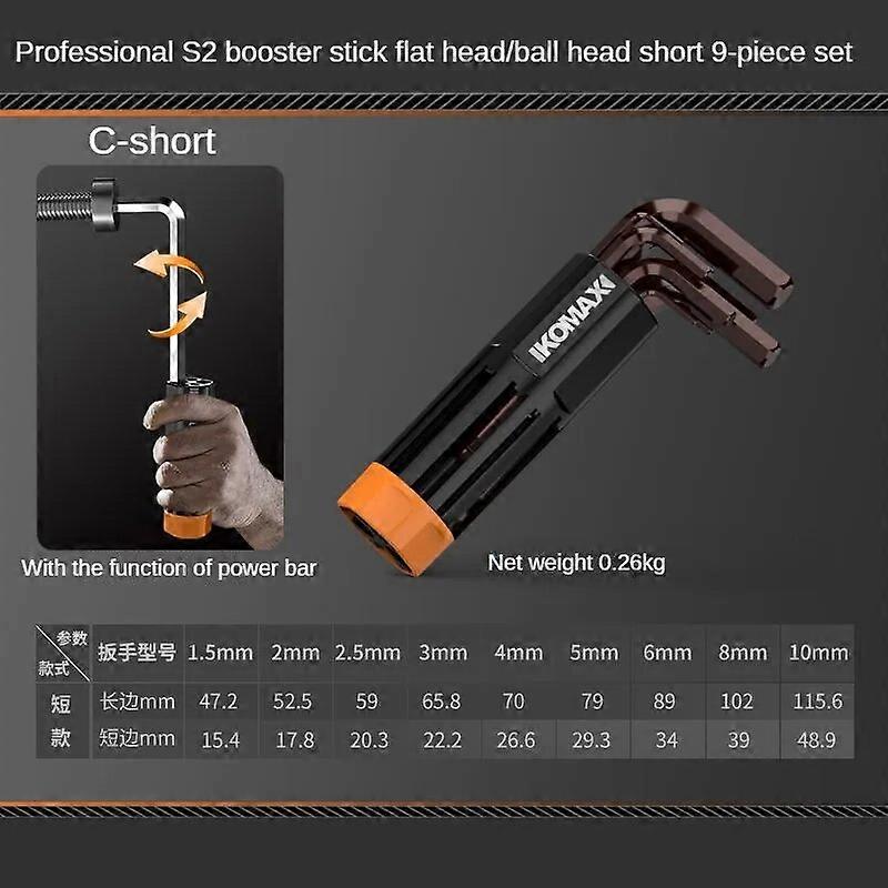 Allen Key Set cu un post-arzător Kit cheie L pentru Allen Screw 9pcs Long Arm Hex Key Set 1.5mm La 10mm Hexagon cheie Unealtă manuală