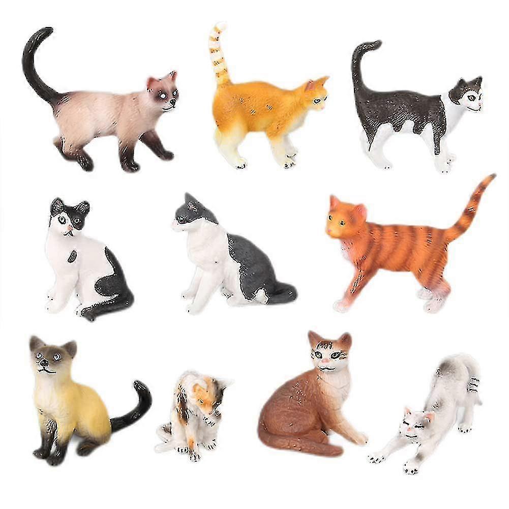 Cat Doll Toy Set Simulation Kitten Figurine Chinese Pastoral Ornament