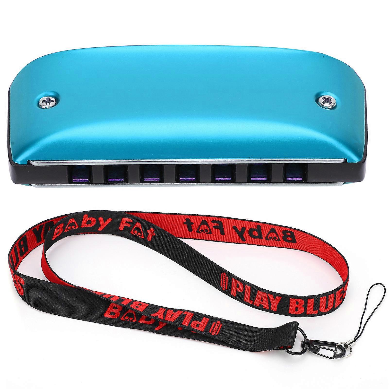 Harmonica 7-hole Mini Blues Student Adult Beginner Playing Color Mouth Organ Wind Instrumentd Key Blue