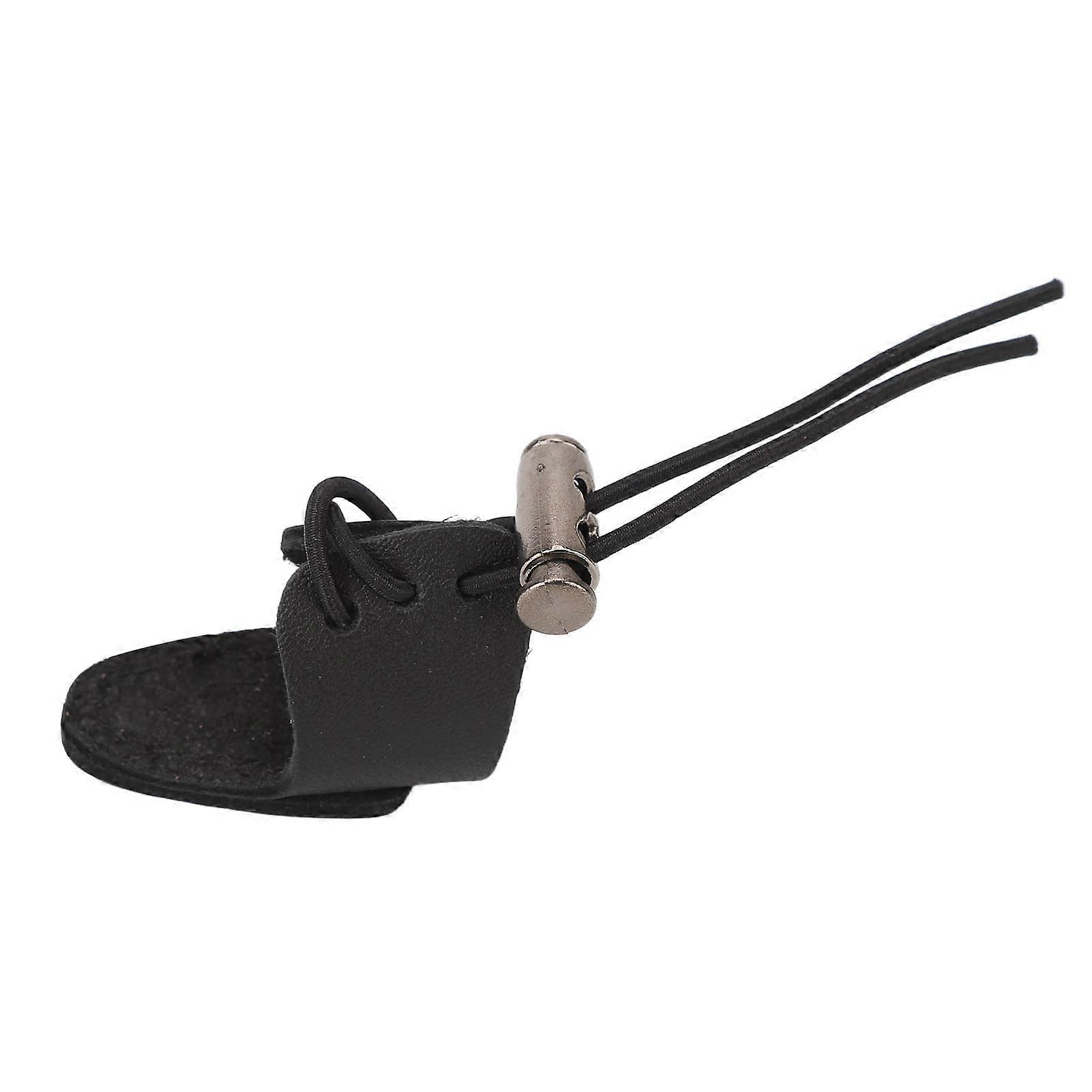 Archery Finger Guard Cowhide Mini Reduce Pain Adjustable Elastic Finger Tab For 20 To 50lb Bow Black