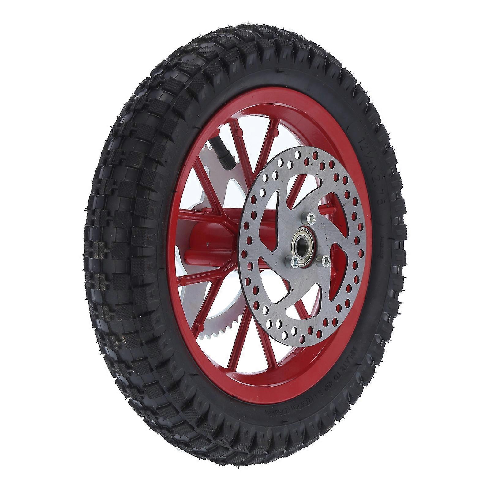 12.5x2.75in Mini Bicicletta Ruota Posteriore Antiscivolo Gomma Lega di Acciaio per 47cc 49cc 2 Tempi Dirt Bike (Rosso)
