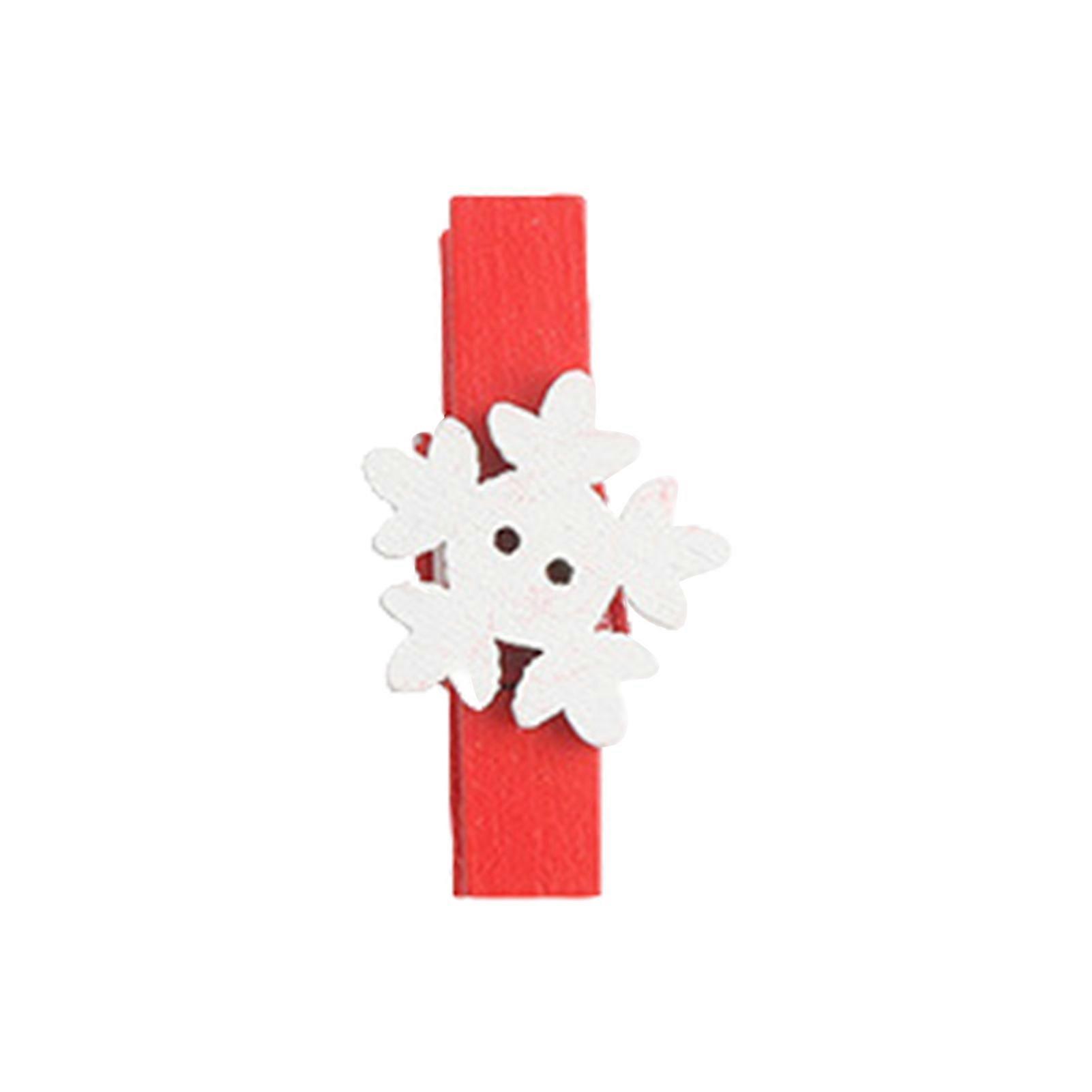 50Pcs Wooden Clamp Mini Clothespins Small Exquisite Snowflake Design Wood Clips for Hanging Christmas Cards Photos Crafts Red Green Tiny Clips with Ro