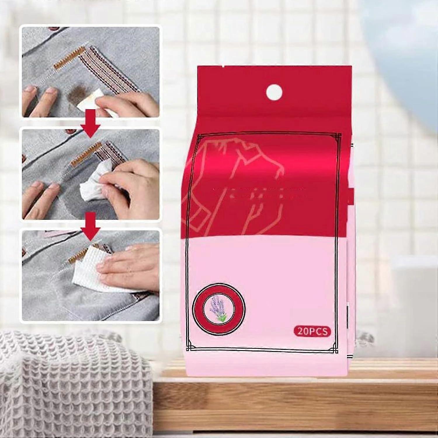 Clothing stain removal wipes, portable emergency stain removal wipes, individually packaged clothing and fabric stain cleaning wipes