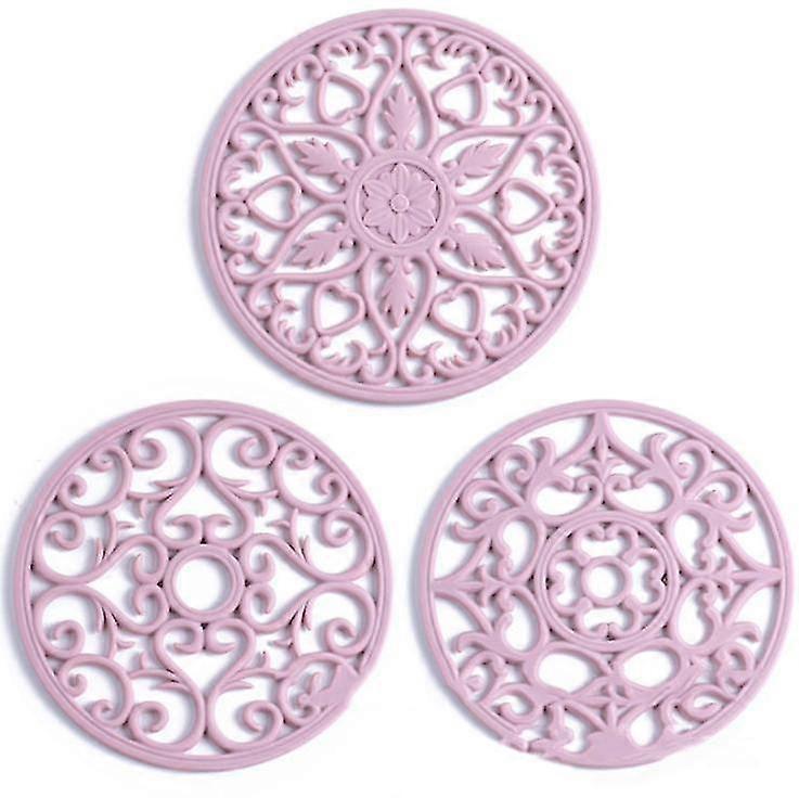 3 Set Silicone Multi-use Carved Trivet Mat, Non Slip Coasters