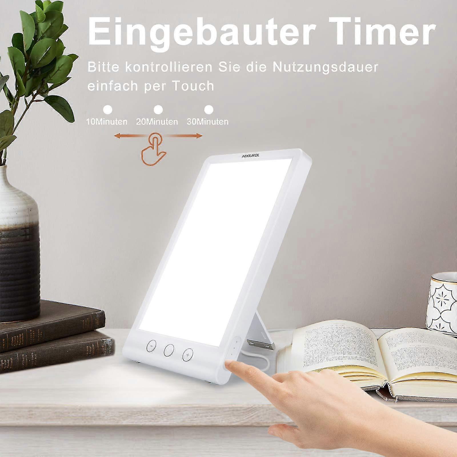 Tageslichtlampe 10000 Lux – Lichttherapie Lampe Mit 3 Farbtemperaturen, 10 Helligkeitsstufen, Timer, UV-frei