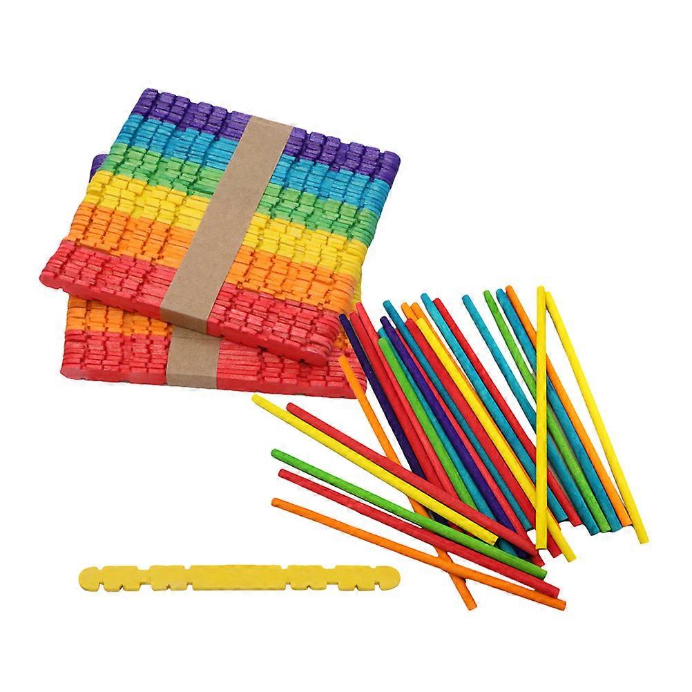 80Pcs Multi-use Popsicle Stickers Craft Sticks Colored Popsicles Stick Wooden Ice Cream Sticks