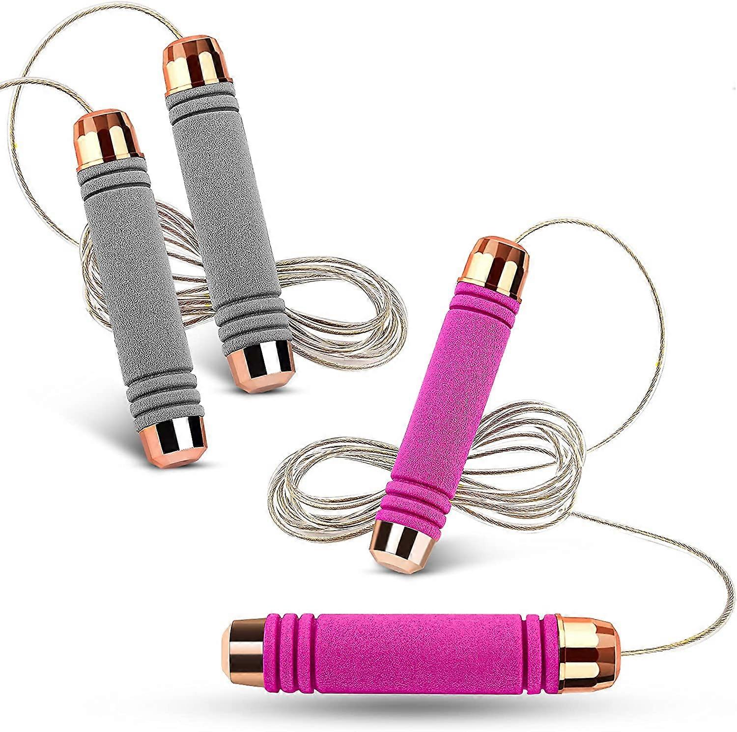 2 Pack Jump Rope για προπόνηση και φυσική κατάσταση, άνετη λαβή αφρού σχοινιά με συρματόσχοινο, τέλειο ρυθμιζόμενο σχοινί