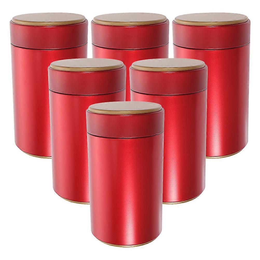 6pcs Round Tinplate Jars Empty Containers Coffee Tea Candy Storage Containers