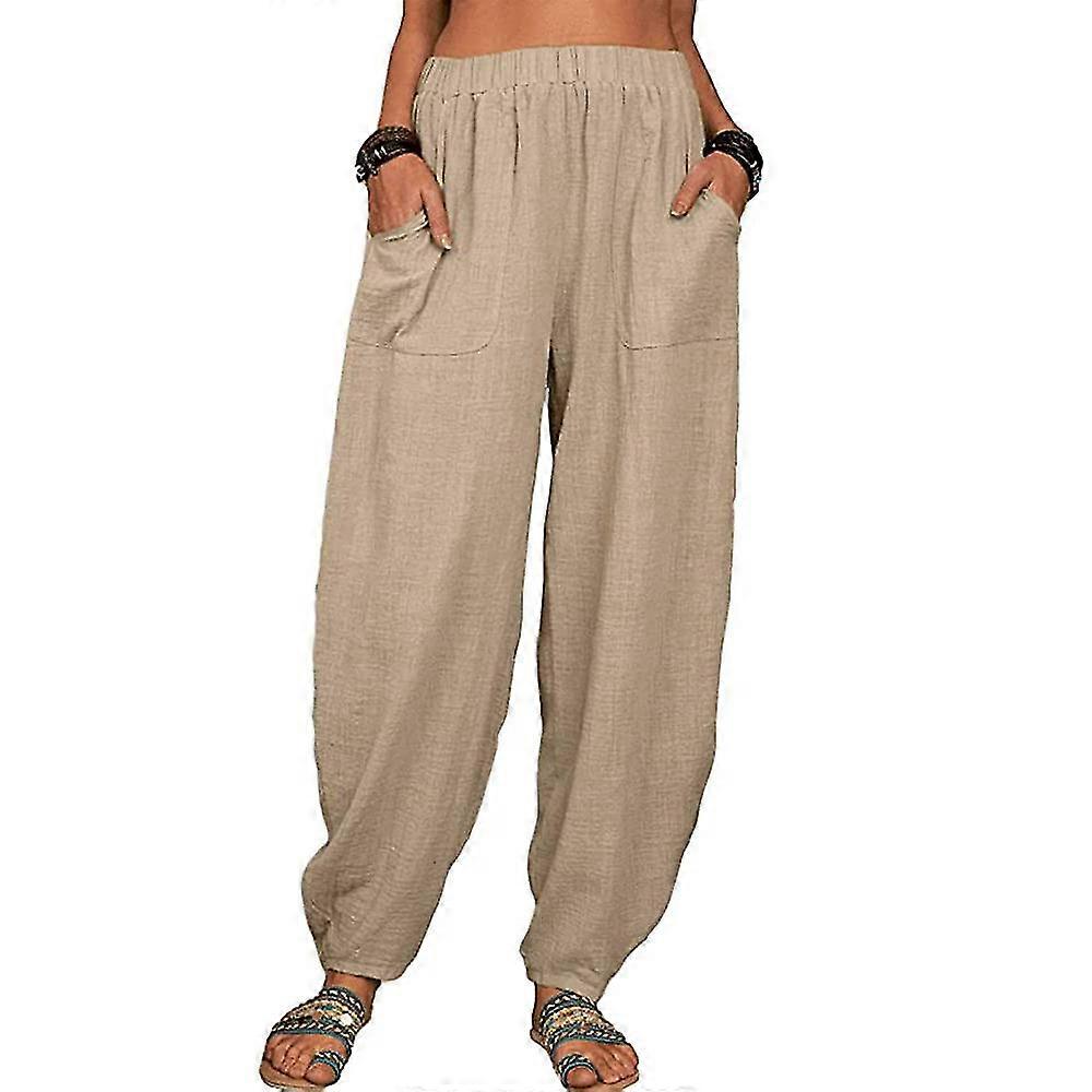 Womens High Waisted Harem Pants Casual Loose Long Trousers With Pockets