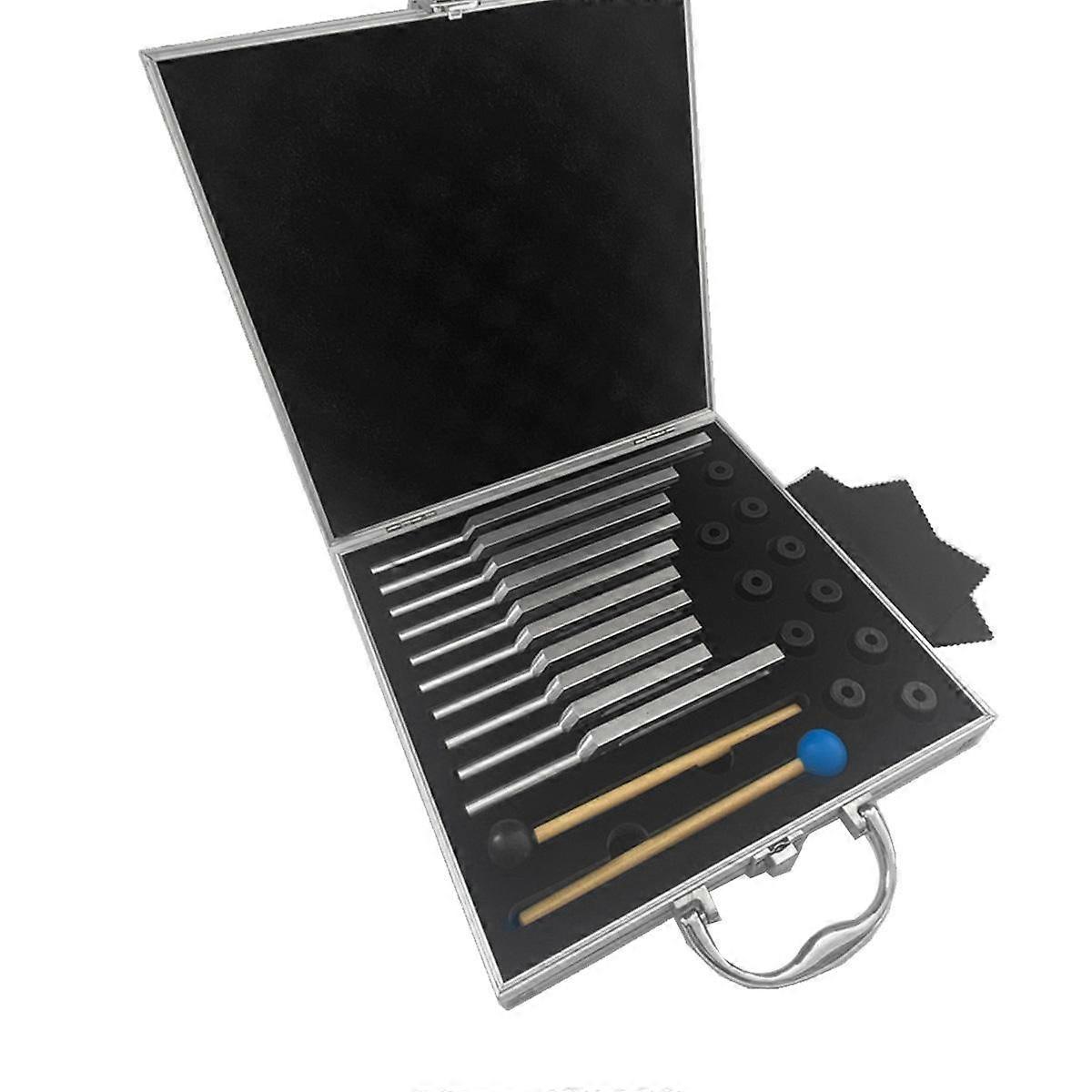 10 Piece Tuning Fork Set , Tuning Forks for Healing Chakra Sound Therapy Keep Body Silver