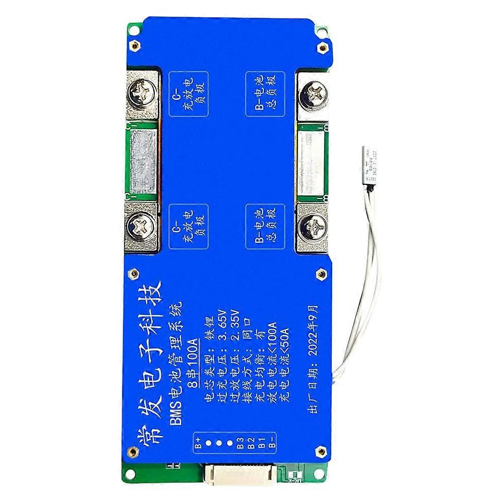 8S 24V 100A LiFePO4 Battery Protection Board Same Port with Equalization Temperature Control BMS Ba