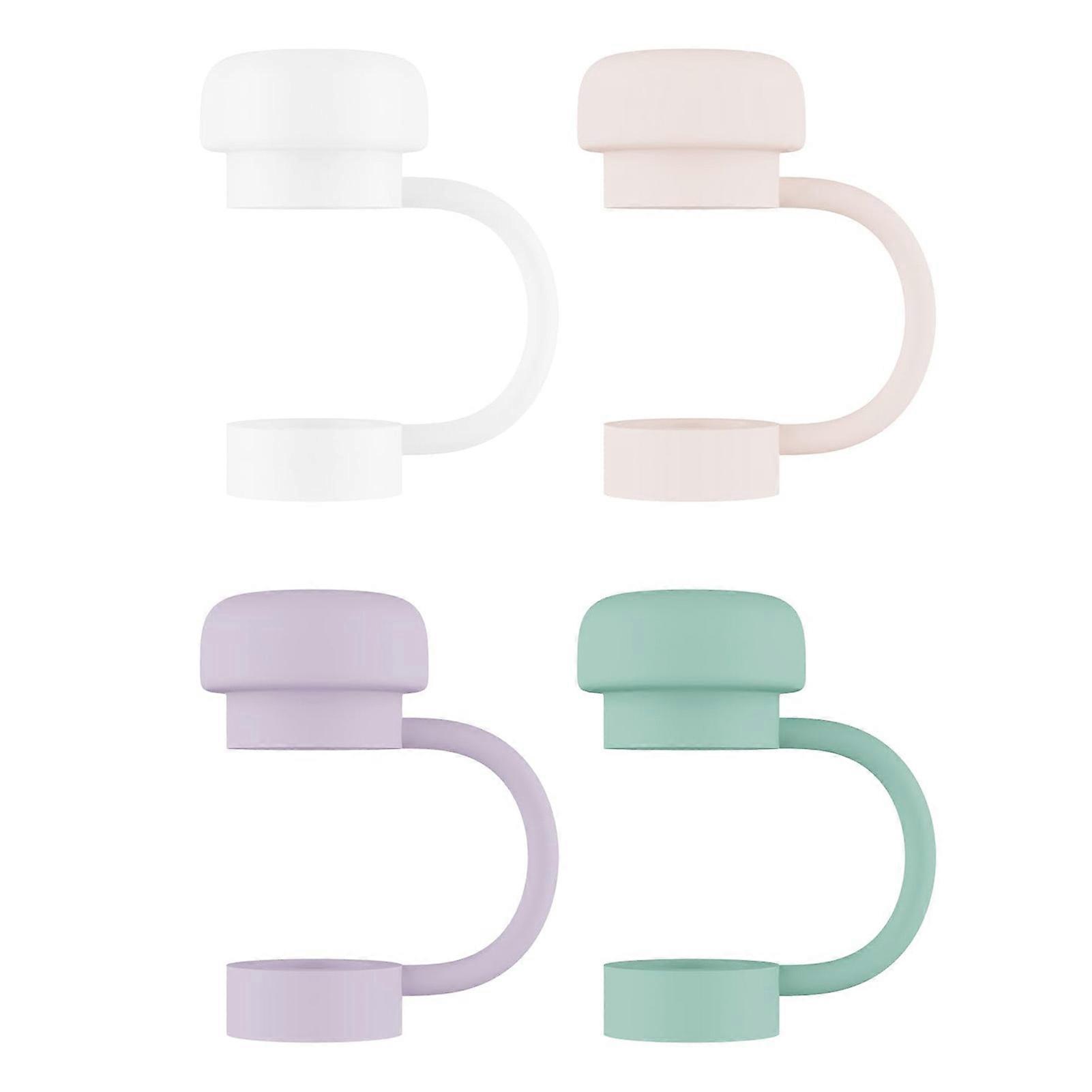 4Pcs Silicone Straw Caps 10mm Straw Dust Cover for Sports Bottle Solid Color Straw Toppers for Tumblers Dust-Proof & Leak-proof Drinking Straw Lids fo