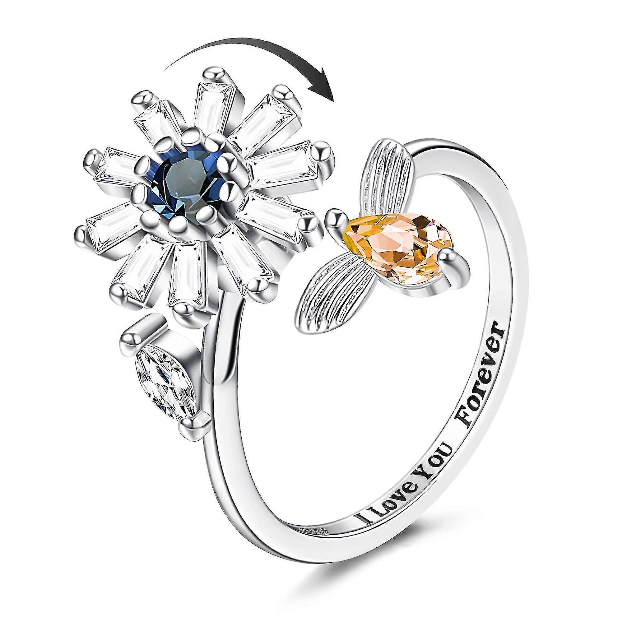 Pierścień lękowy dla kobiet Fidget Ring Pierścień obrotowy Pierścienie Fidget do łagodzenia lęku Stres Otwarty regulowany pierścień przędzalniczy Figet