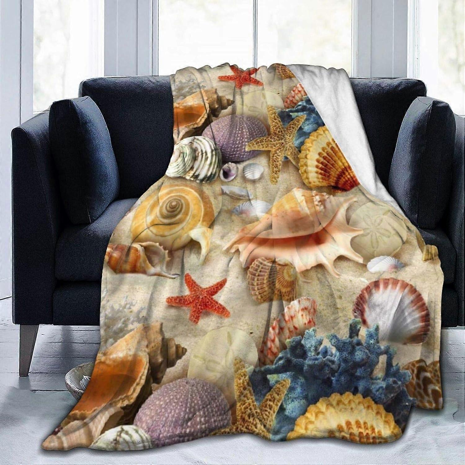 Plyschfiltar i flanell - Snäckskal kastar fleecefilt - Ultra Softffy täcke för sovrum bio inredning alla årstider