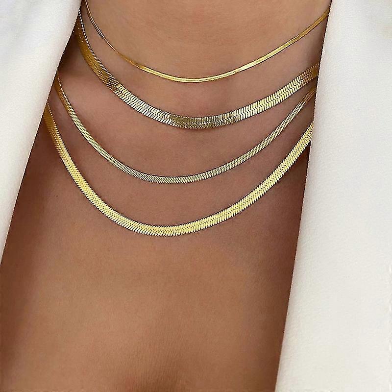 Snake lanț colier din oțel inoxidabil Herringbone aur culoare lanț colier