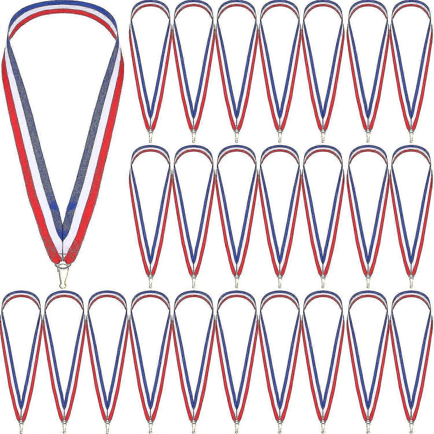 30 Stück Medaillenbänder Award Halsbänder Medaillenbänder mit Druckknöpfen Gestreifte Medaillenbänder Lanyards