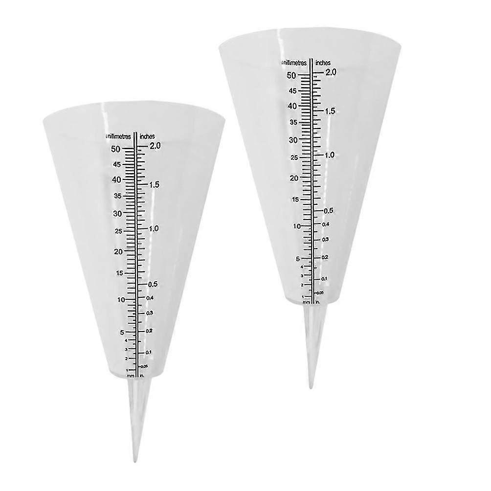 2pcs Pla- Stic Rain Gauge Cone Shaped Rain Gauge Test Tube Measuring Container With Scale For Outdoo