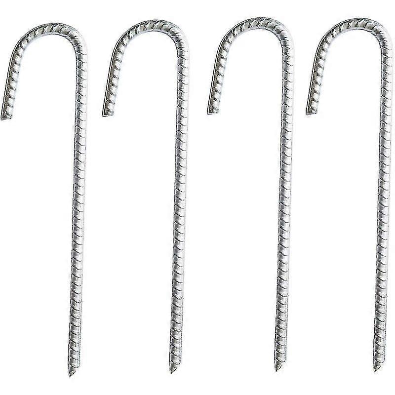 Heavy Duty Galvanized Steel J Rebar Anchor Stakes - For Marquees, Gazebos, Castles, Tents, Trampolines, Bounces, Camping, Soccer Nets - 4 Pack