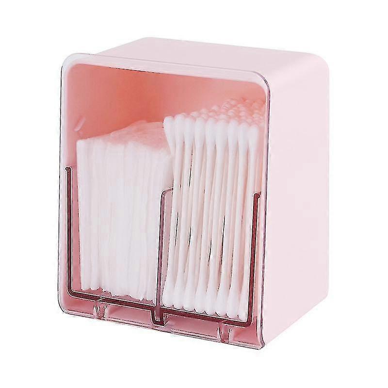 Cotton Swab Box, 2 Sections With Lid Cotton Swabs Container Cotton Swabs, For Bathroom Vanity Counter Home Office Desktop Storage (pink)