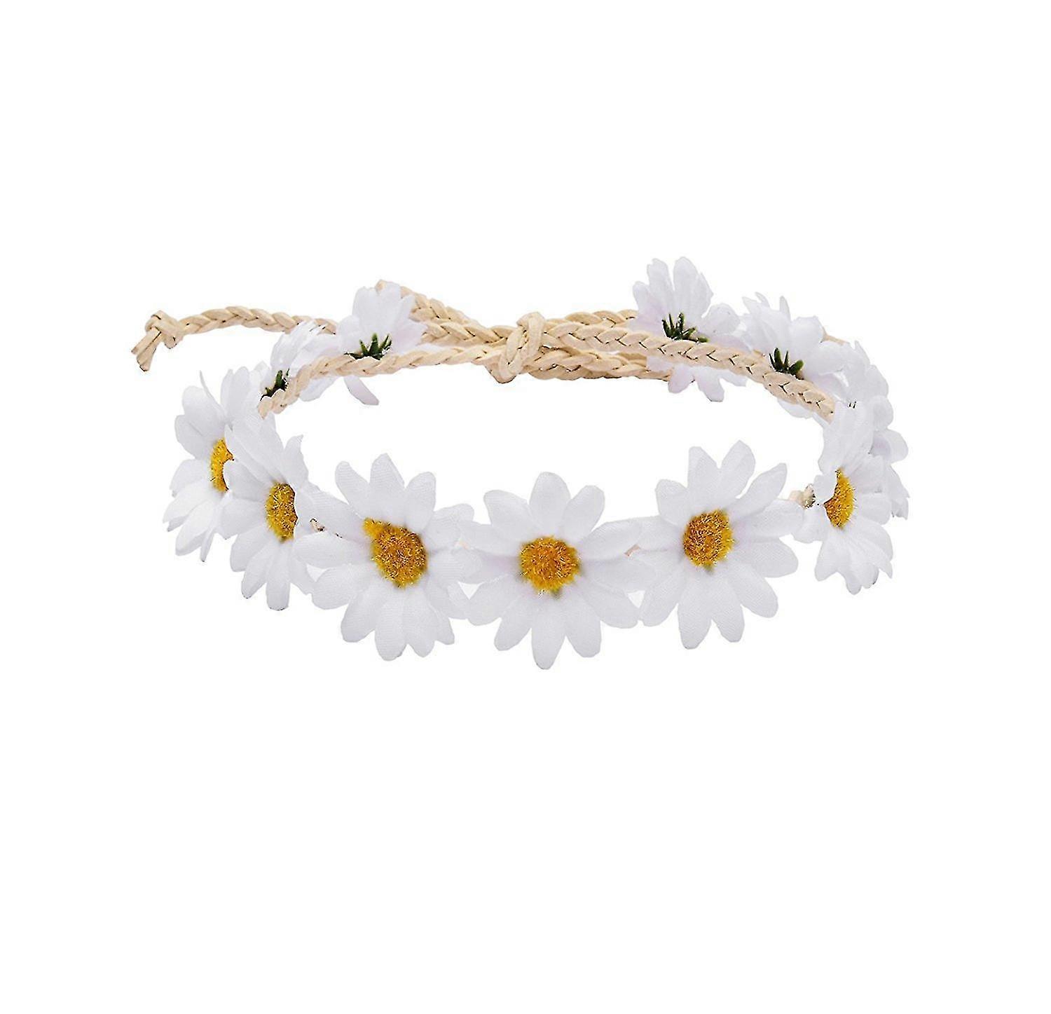 Boho Sunflower Crown Hippies Daisy Hair Wreath Bridal Headpiece Photo Props Dy-01 (white)