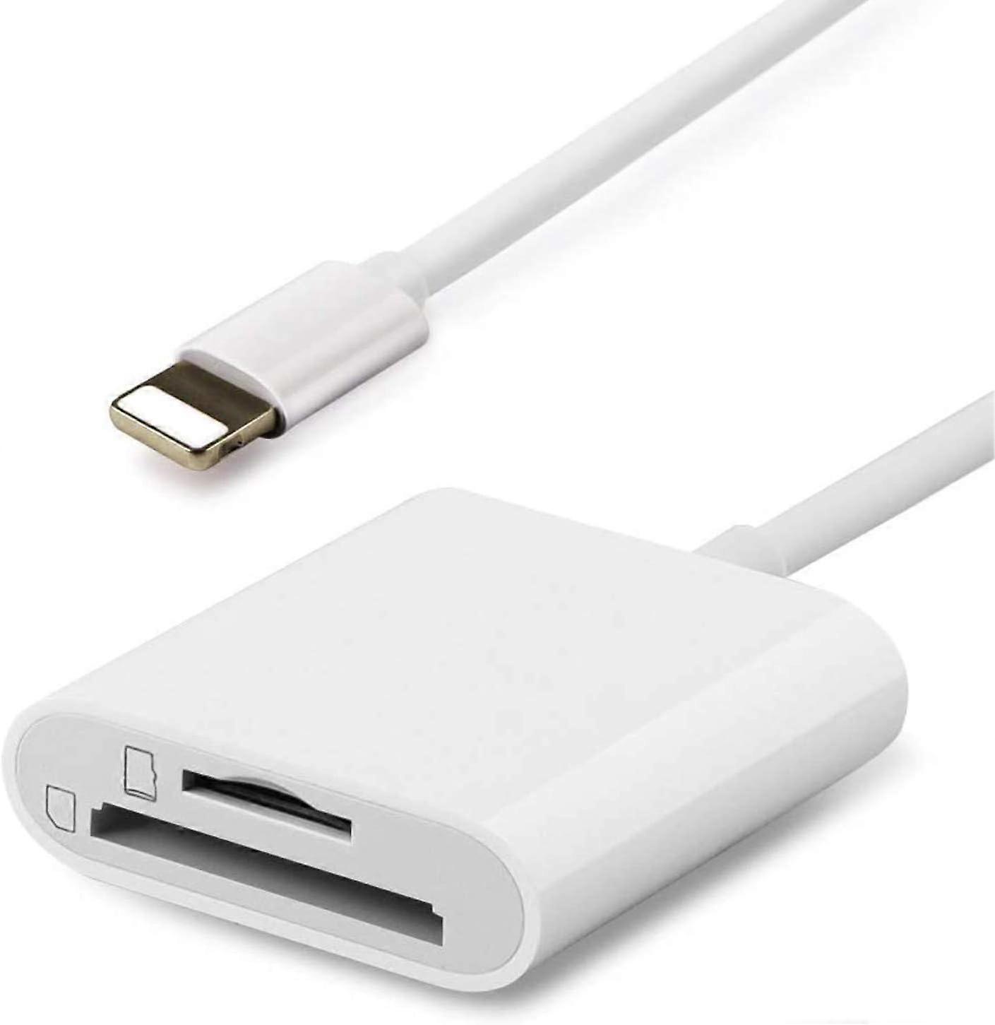Dual Slot SD Card Reader Compatible with i Phone i Pad, 2 in 1 SD & TF/Micro Memory Card Reader Adapter, Trail Game Camera Viewer for i Phone i Pad, P