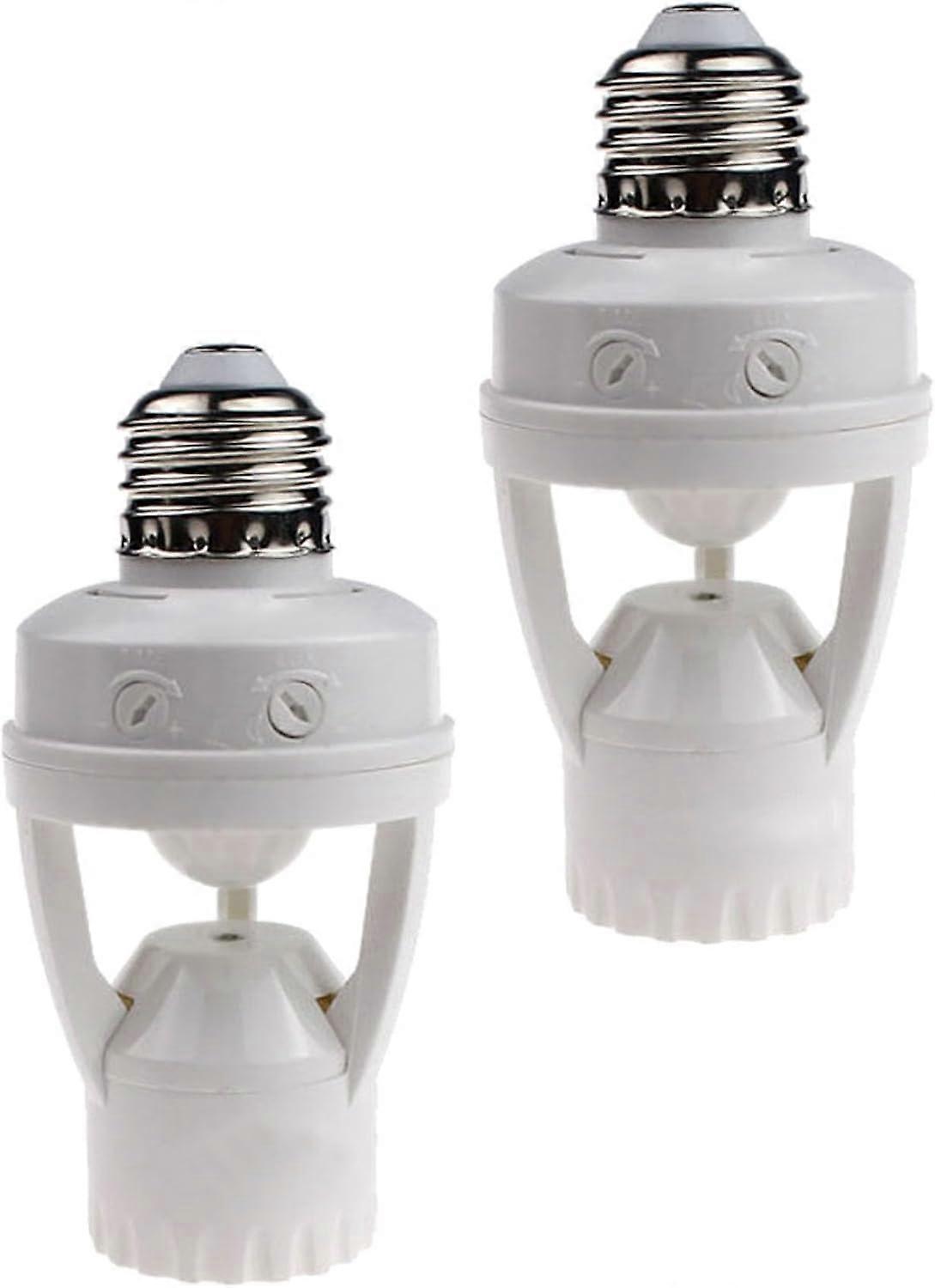 2pcs Motion Activated Light Sockets, E26/E27 Screw in Add on/Off Motion Sensor Sockets for Existing Lights, Dusk and Dawn Auto Motion Sensor Light