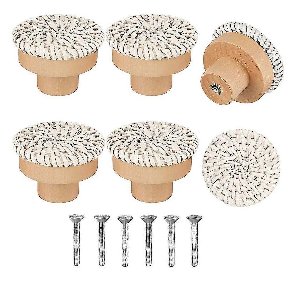 Boho Er Knobs Round Er Knobs Wicker Woven And Screws For Boho Furni
