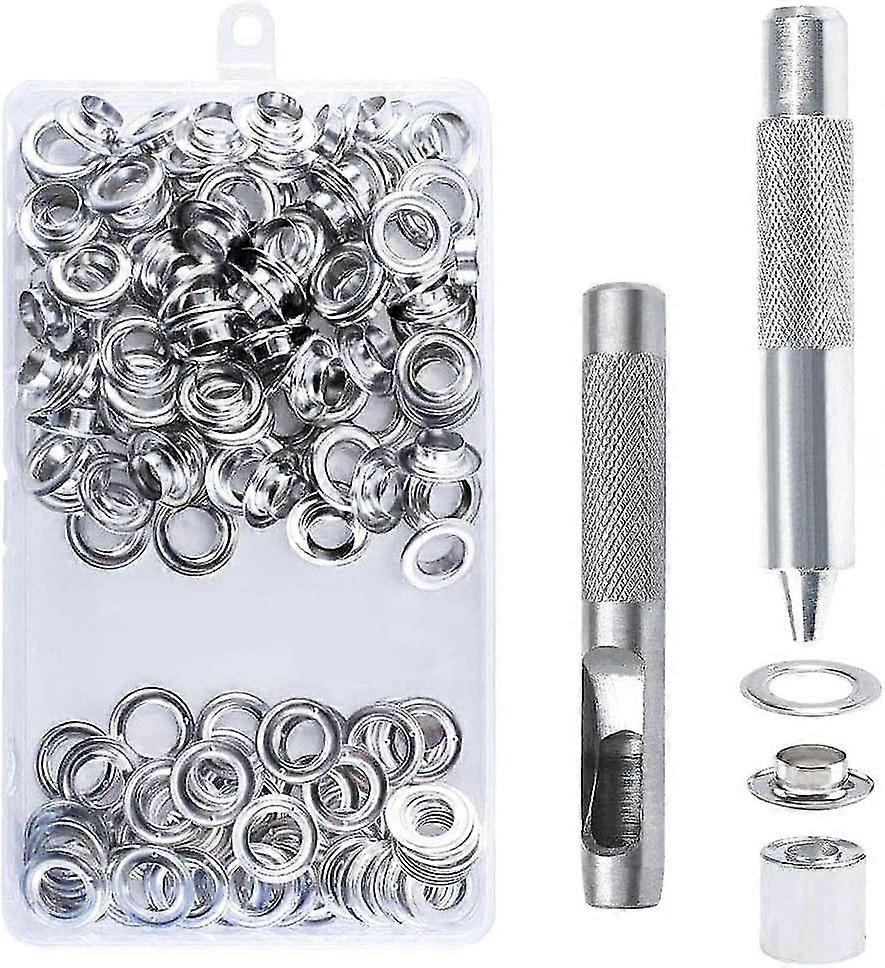 100pcs Sets Eyelets 14mm Grommet Kit Eyelets Tools Metal Grommet Eyelet Kit With Eyelet Tools For Canvas Tarp Tent Repair Silver