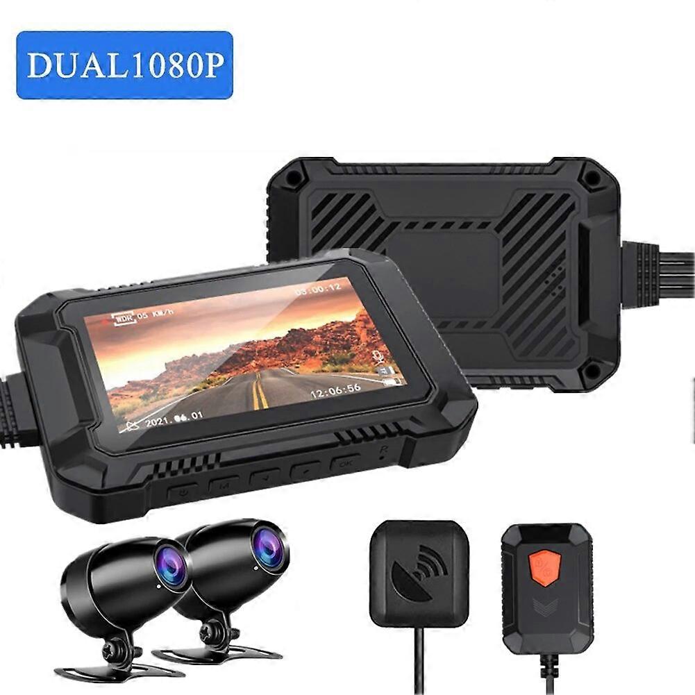 Redkid WiFi Moto DVR Dash Cam Full HD 1080P Vue arrière avant Caméra étanche GPS Logger Recorder Box