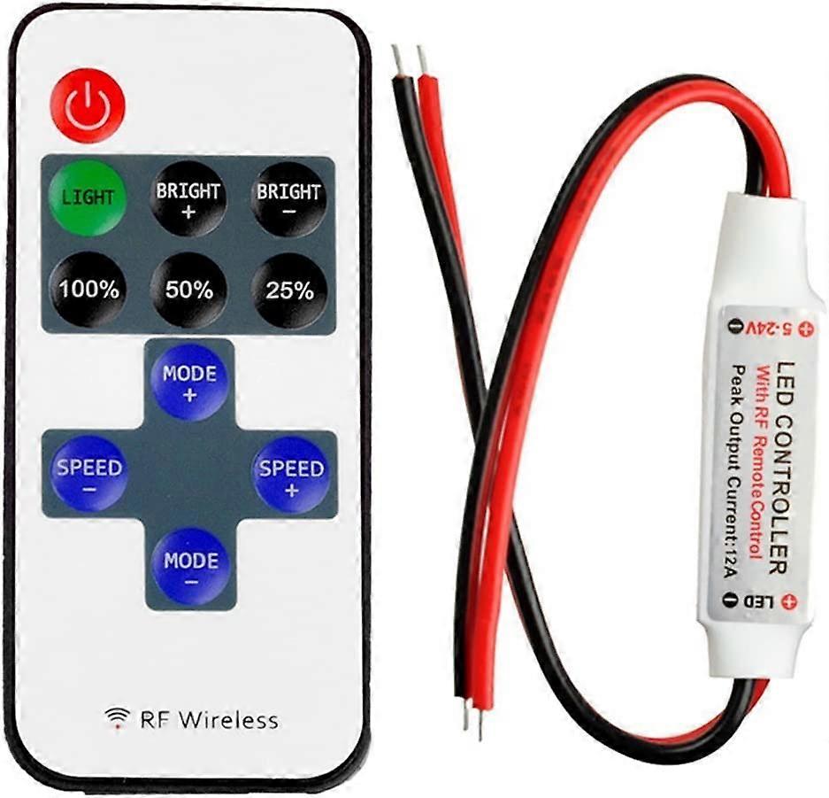 5-24V 12A Monochrome LED Strip Dimmer with RF Wireless Remote Control