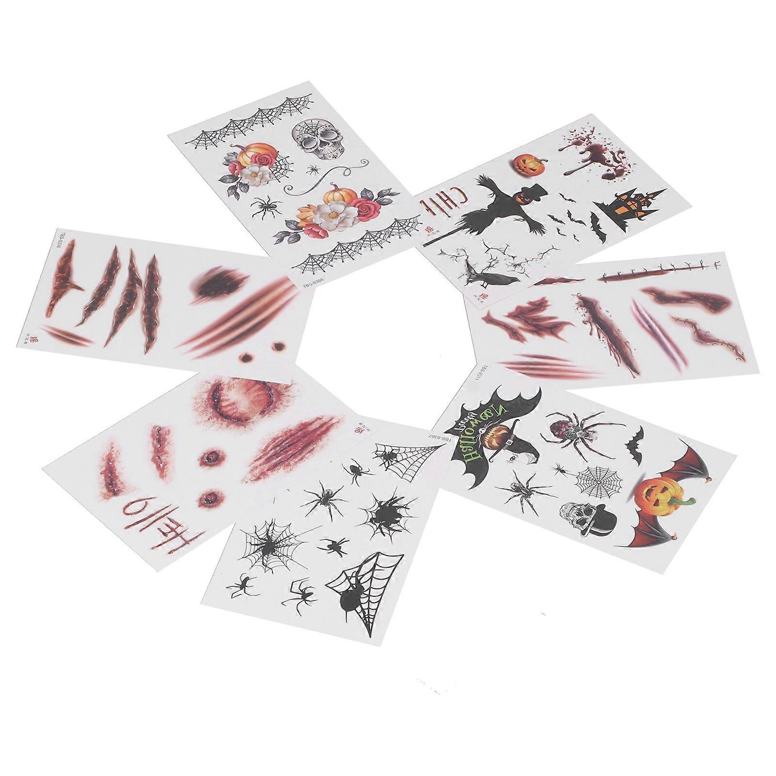 7pcs Fake Scars Tattoo Sticker Temporary Waterproof Zombie Makeup Tattoos for Halloween
