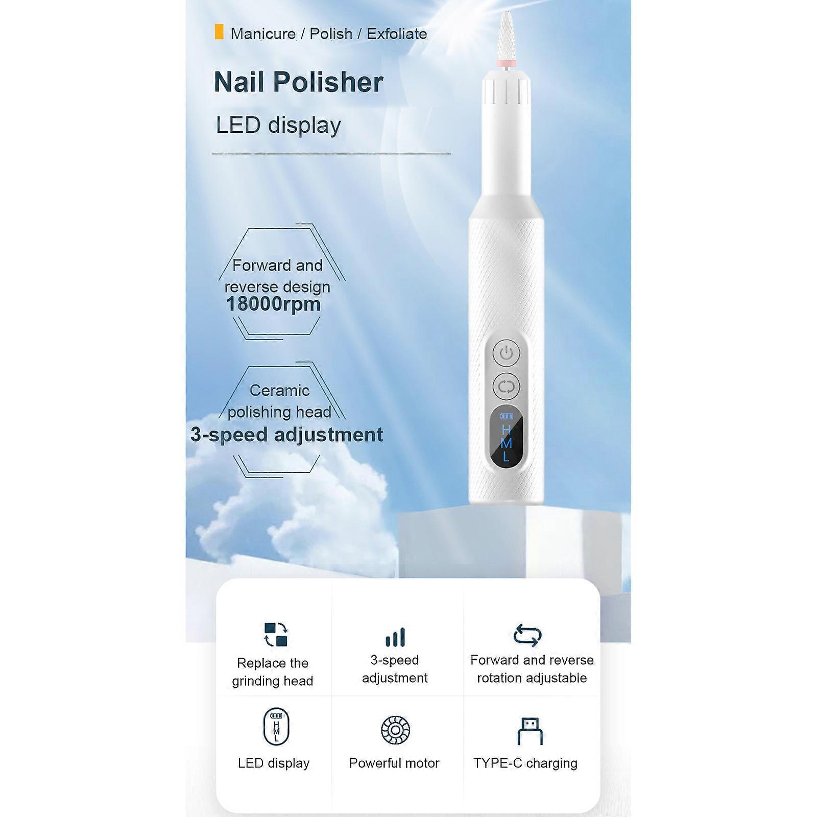 USB portable nail grinder electric nail polisher polishing and removing dead skin nail tool black