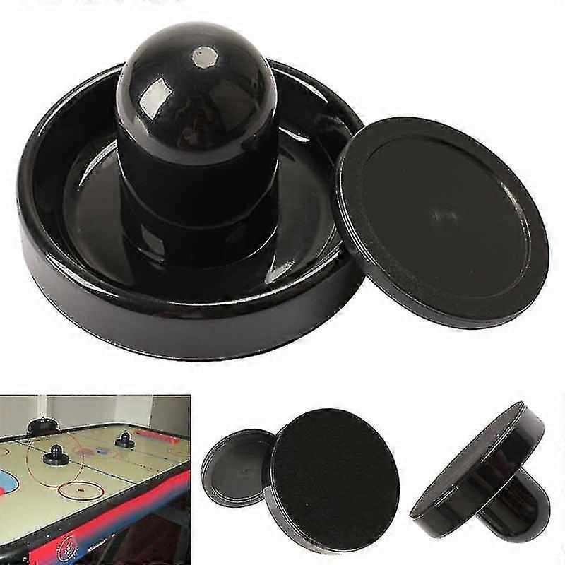 96mm Air Hockey Table Felt Pusher Mallet Goalies With 1pc 63mm Puck Black