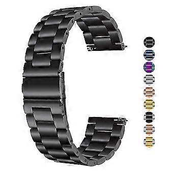 Pulseira de relógio de aço inoxidável 20mm preto, metal pulseiras de relógio com fivela de liberação rápida adequado para homens & Mulheres -ao