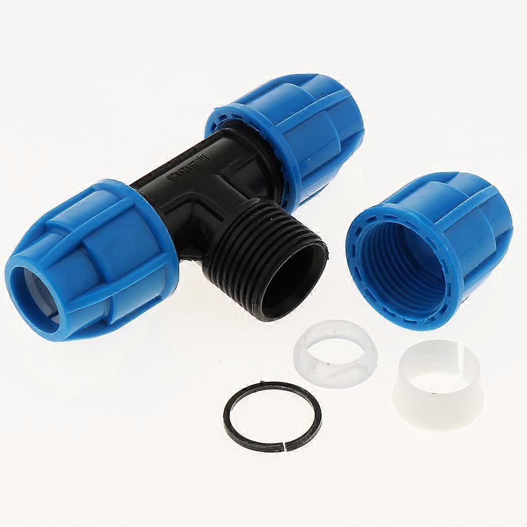 2xPE Quick Connect Push Tube Tee Union Coupler Pneumatic Push in Fitting 25mm
