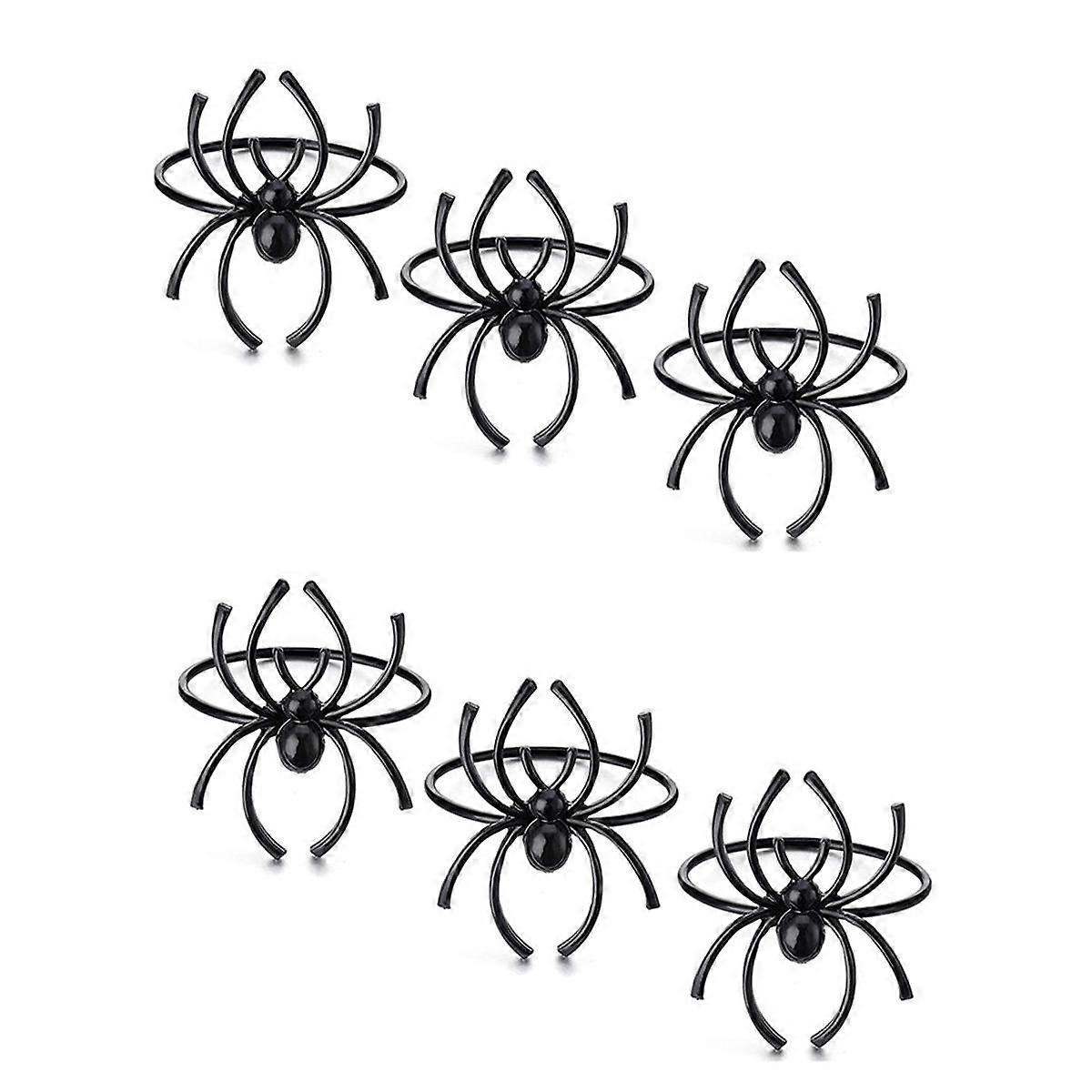 Halloween Napkin Ring Set Spider Halloween Napkin Black Terror Metal Alloy Napkin Clasp Black Spide