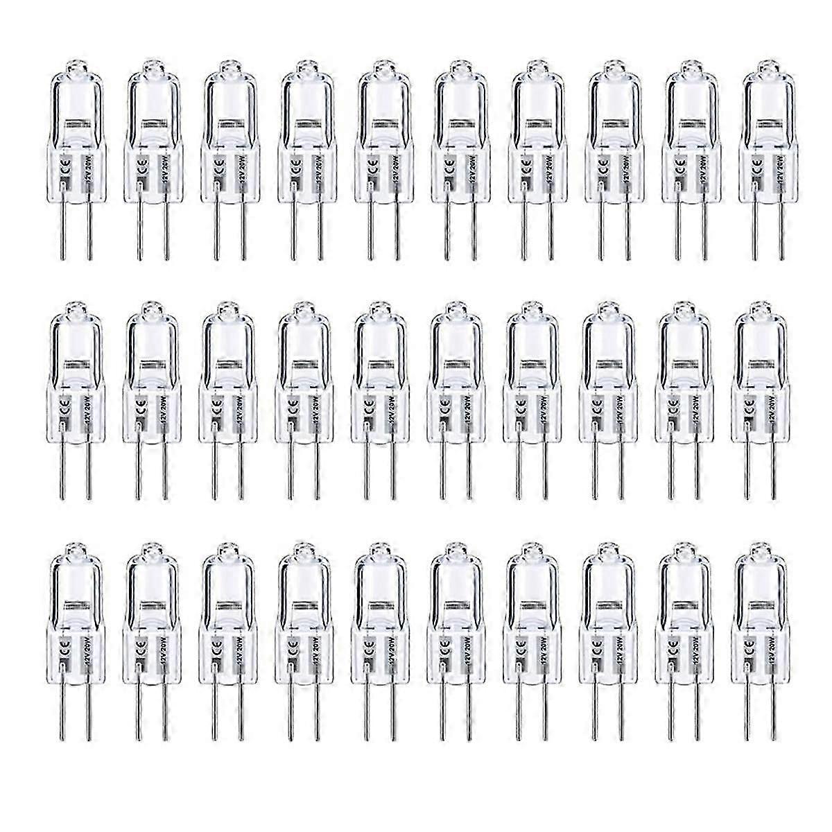 G4 Bulb,20 Pack Halogen G4 12V 20W with G4 Bi-Pin Base,High Output G4 Light Bulb 12V 300LM for Cabinet Light Bulbs