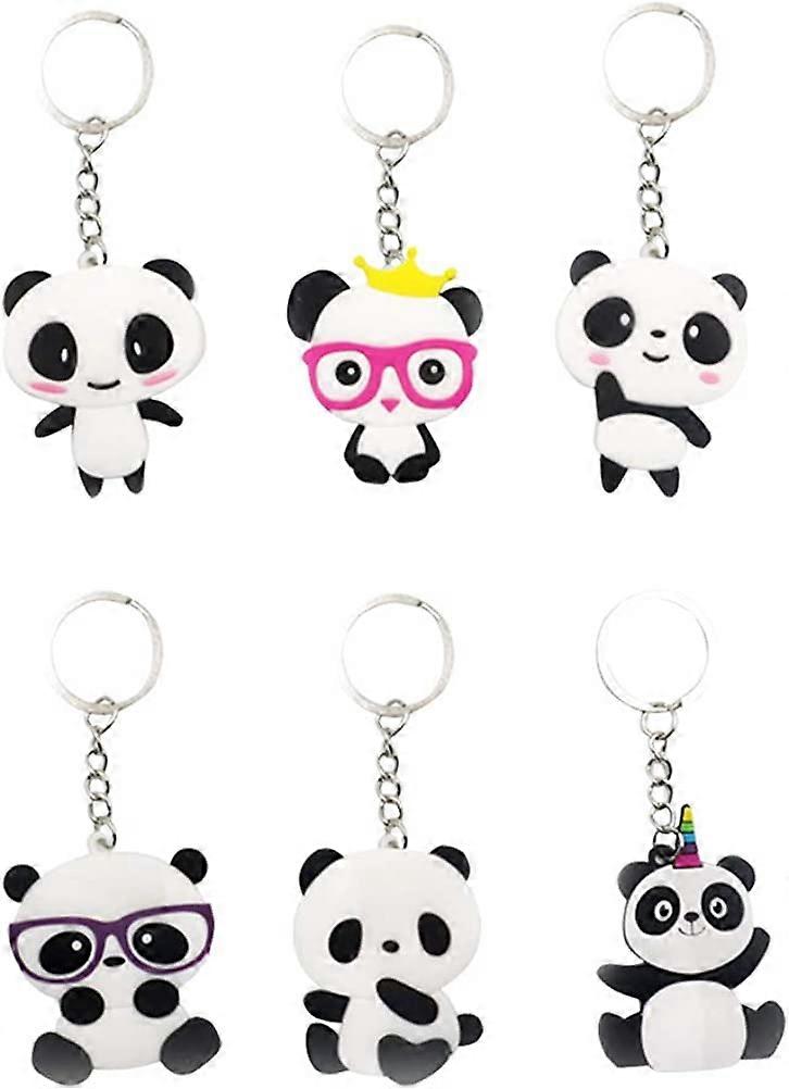 6 Pack Cute Animal Panda Shape Keychain Handbag Decoration