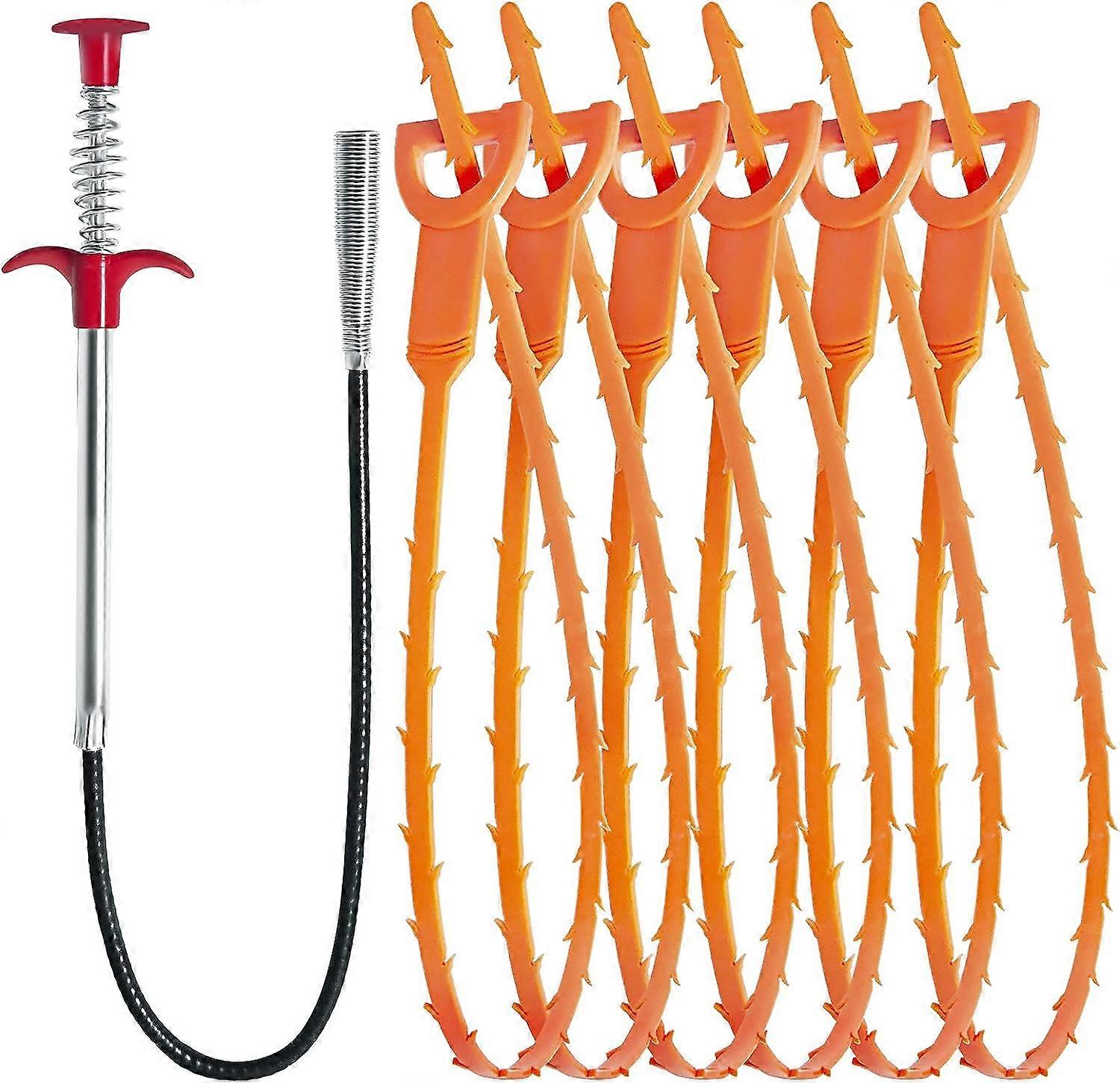 Plastica In Acciaio Inox 6 in 1 Sink Snake Drain Clog Remover