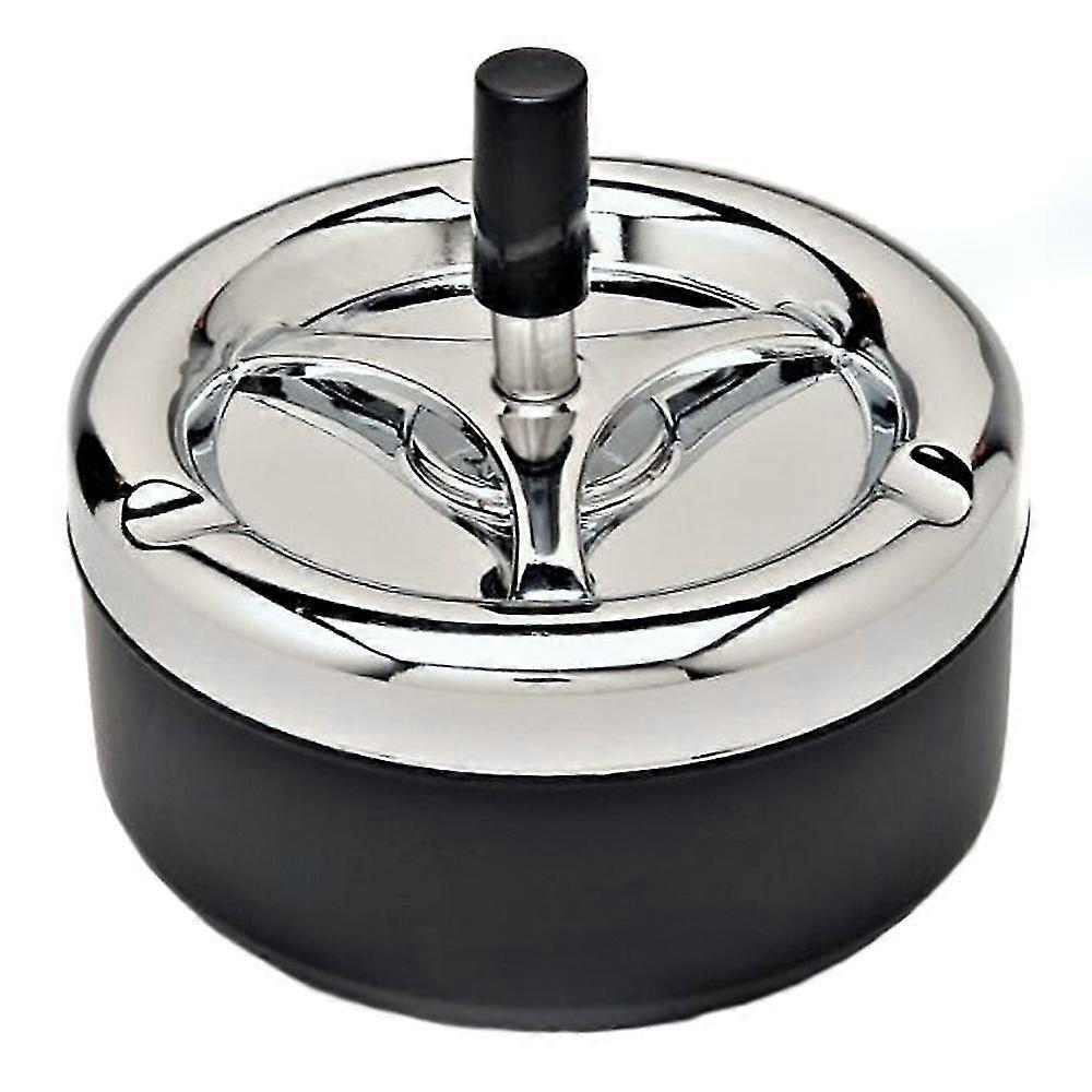 Large Modern Rotating Metal Ashtray With Rotating Tray Black 5"