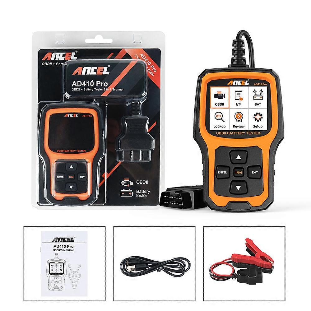 ANCEL AD410 PRO 6V/12V Car Battery Tester OBD2 Code Reader Engine Scan Tool Battery Analyzer OBDII Scanner